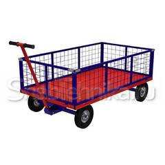 Тележка с поворотной осью и сетчатыми бортами ТПОБ 7 С 250-П (800х1400). Пневматические колеса