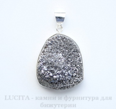 Подвеска Кварц в рамке (цвет - античное серебро) 35,5х27,2х15 мм №9 ()