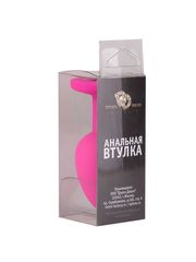 Розовая силиконовая анальная втулка с красным кристаллом - 7,3 см. - 