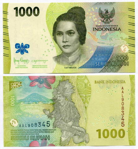 Банкнота Индонезия 1000 рупий 2022 год. UNC