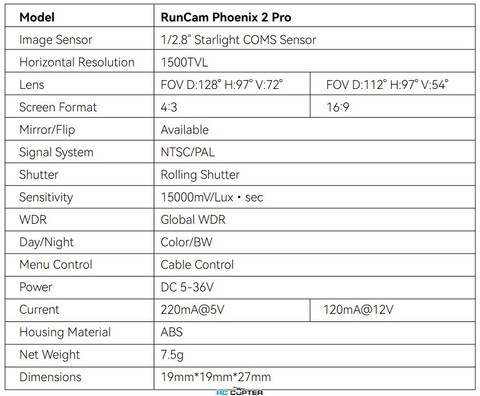 FPV камера RunCam Phoenix 2 Pro