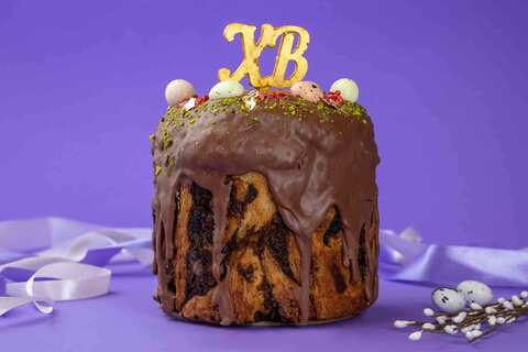 Авторский пасхальный кулич-краффин &quot;Дубайский шоколад&quot;, 850 г