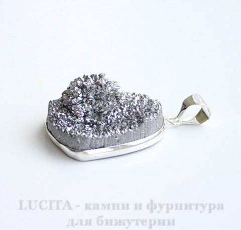 Подвеска Кварц в рамке (цвет - античное серебро) 35,5х27,2х15 мм №9 ()