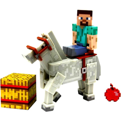 Игрушка-фигурка Minecraft"Steve with Horse"с аксессуарами, 8 см