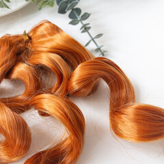 Волосы для кукол, трессы кудри, цвет рыжий, 13-15 см*1 метр., набор 2 шт.