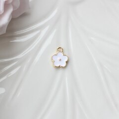 Подвеска Цветок с эмалью 11*9 мм, белая, позолота, П1045