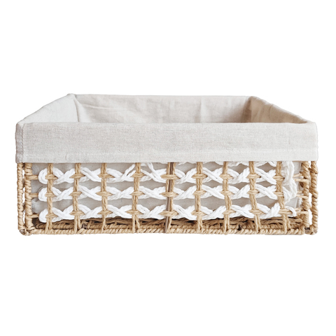 Корзина плетёная Lofsen, 38х28х16 см, натуральный бежевый/белый, полипропилен