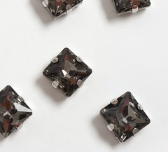 Стразы пришивные стекло в оправе, ш. 12 мм, графитовый