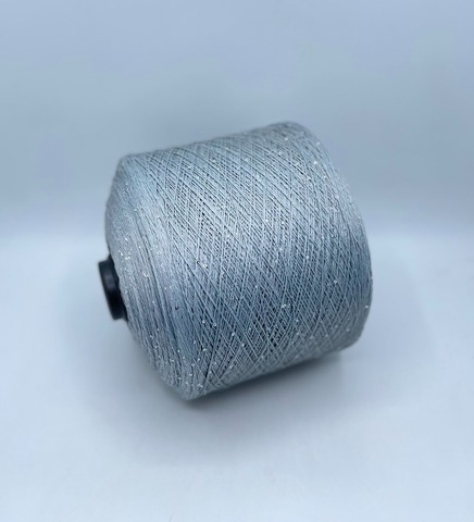 Бобинная пряжа (пр.Италия),Linette Pailletes, 450/100гр, 80% Лен, 20% Полиэстер(пайетка), цвет-Серый шалфей+пайетка. арт.36726