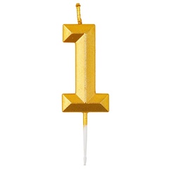 Свеча-цифра Диамант Золото 