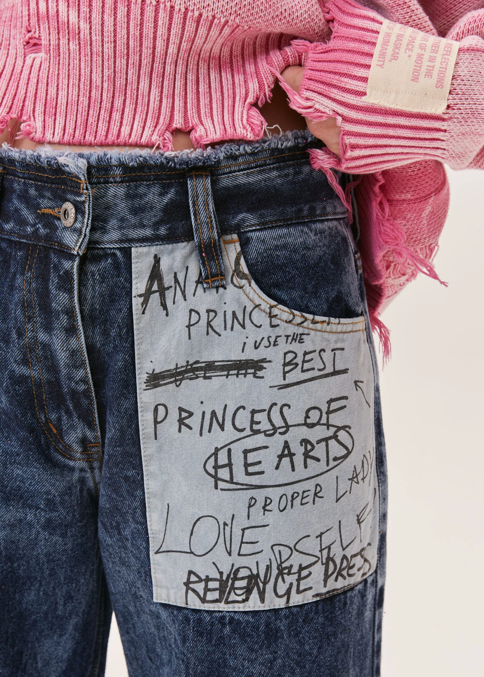 Джинсы GOD SAVE THE PRINCESS синего цвета