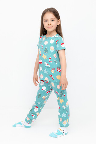 пижама  для девочки  К 1597/пыльная бирюза,игрушки на елку
