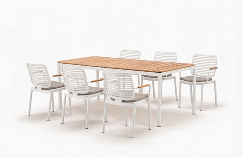 Комплект металлической мебели Tagliamento Armona, белый, терракотовый, натуральный
