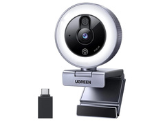 Веб-камера UGREEN CM910 (65857) 2K USB HD With Built-in Wire Webcam со встр кабелем 1,5м, серый космос