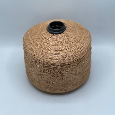 Бобинная пряжа, Linette Pailletes, 450м, 80% Лен, 20% Полиэстер(пайетка),Абрикос+пайетка.37920