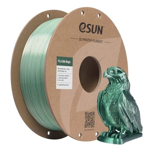 Пластик для 3D-печати eSUN PLA-Silk Magic, 1,75 мм, 1 кг, зелёный/серебристый, PLA-SKMG175B-GS1P1