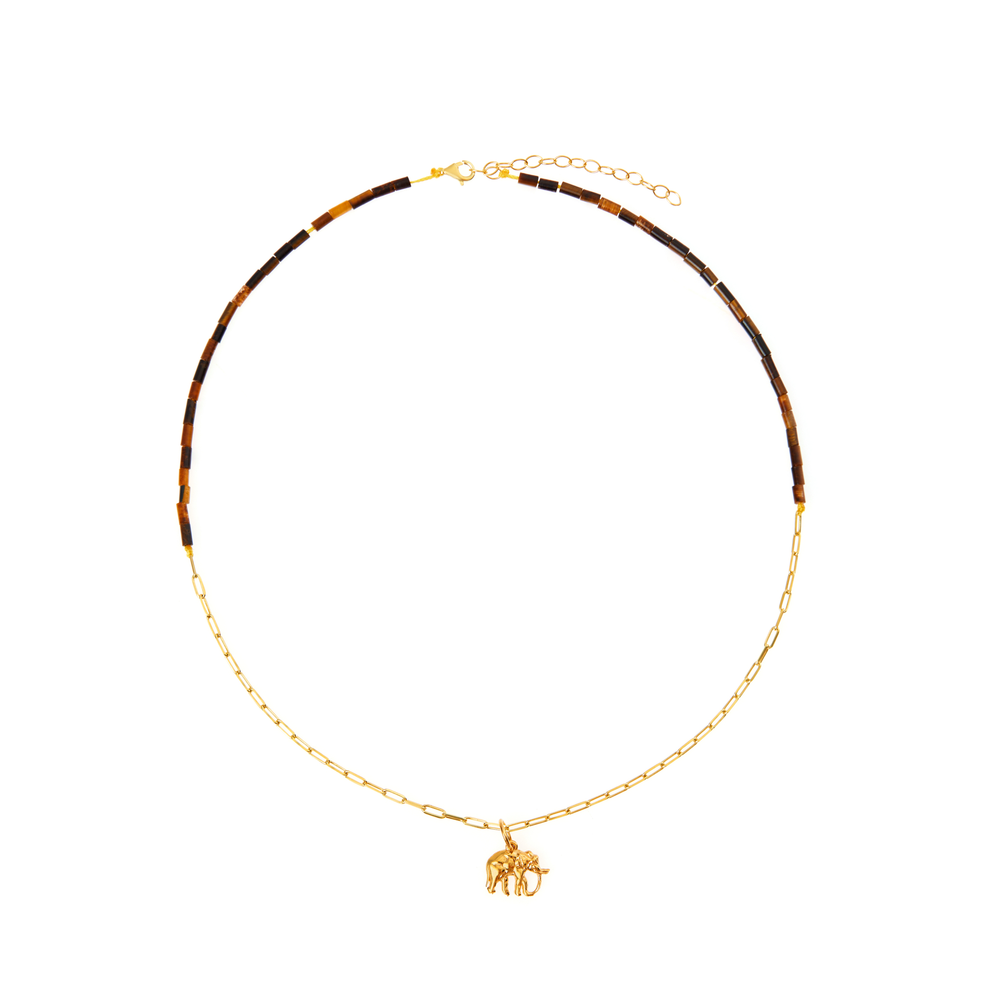 HERMINA ATHENS Колье Tiger Eye Versatile Tiny Elephant Necklace