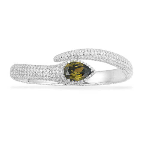 28063 - Браслет Змея-SERPENTI из серебра с вставкой цвета хаки