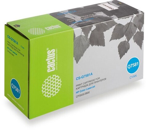 Картридж лазерный Cactus CS-Q7581A Q7581A голубой (6000стр.) для HP CLJ CP3505/3800