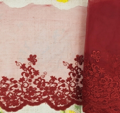 Вышивка на сетке, ш. 36 см, винный