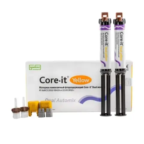 Core. it Dual жёлтый большой ( 10 г * 2 шприца, пластина для смешивания) материал комп-й фторсоде