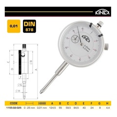 Индикатор часового типа ИЧ-25 0-25мм 0,01мм Kinex(K-met) 1155-02-025 (K)