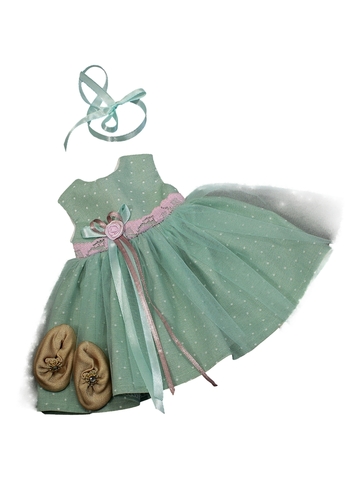 Платье с сеткой и балетками - Мята. Одежда для кукол, пупсов и мягких игрушек.