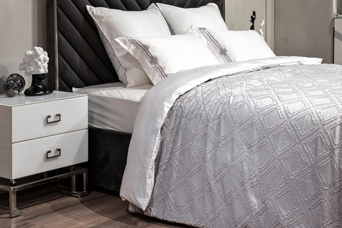 Покрывало на кровать 240x260 Garda Decor Квадро серое 177HON-19260