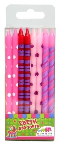 Свечи Для Торта Розовое Ассорти 16шт