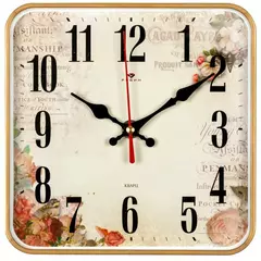 Часы настенные РУБИН  1918-110 квадрат 19х19см, корпус золото "Винтаж"