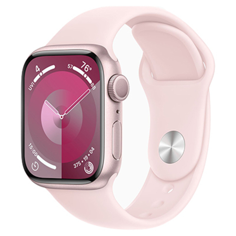 Apple Watch Series 9, GPS, 45 мм, алюминий розового цвета, спортивный ремешок розового цвета