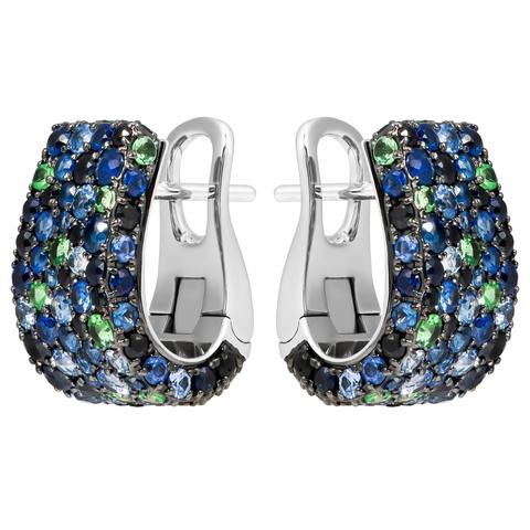 Серьги с Сапфирами и Цаворитами, E0256-1/32