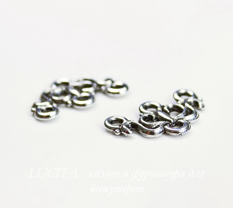 Коннектор Quest Beads "Маркиза" (1-3) 17х11 мм (цвет-античное серебро)