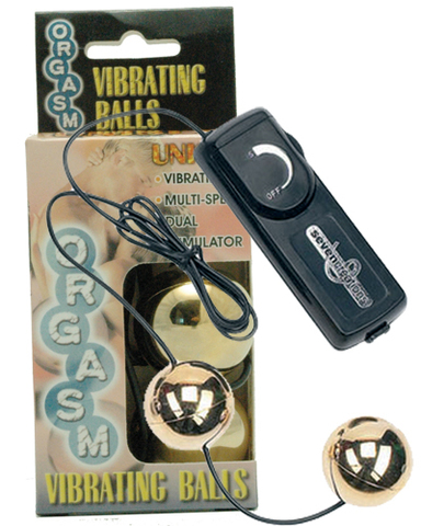 Вагинальные шарики с вибратором золотого цвета ORGASM VIBRATING BALL - Seven Creations 7214QG-J BX GP