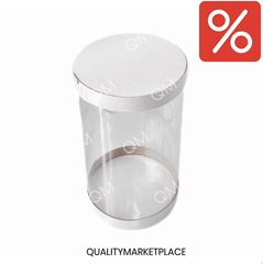Прозрачная круглая коробка-тубус D-12.5 см h-13.5 см белая, 10 шт