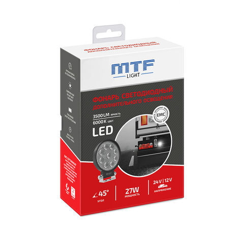 Фонарь светодиодный MTF Light PL27K6R дополнительного освещения 12-60В, 3500лм, 6000К, круглый