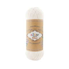 ALIZE "SUPERWASH ARTISAN", 75% SW Шерсть - 25% Полиамид, 100 гр, 420 м,Белый