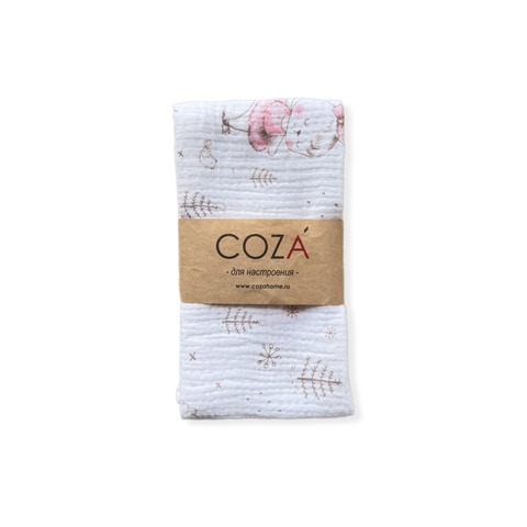 Полотенце COZA, "Зайки", муслин, 100% хлопок, размер 45х65 см