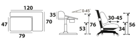 Комплект Mealux парта Sherwood Energy + Match GL (арт. BD-830 W/BL Energy+Y-528 GL)