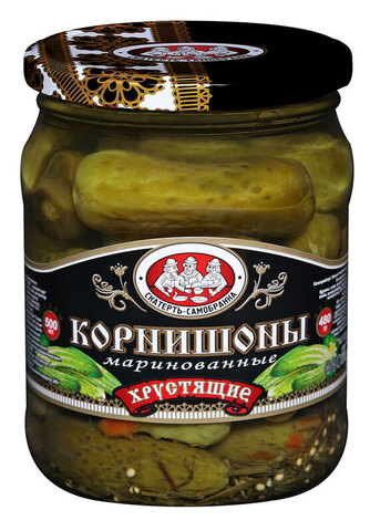 Корнишоны Скатерть самобранка хрустящие 3-6см с\б 500мл