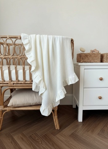 Плед муслин с рюшей "Айвори"