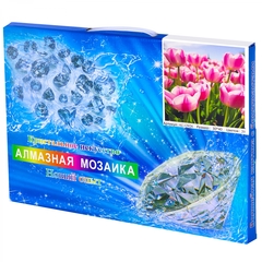 
          Алмазная мозаика Alingar, на подрамнике, с полным заполнением, (глянц) дизайн рамка, 30х40 см, 20 цветов, "Розовые тюльпаны"