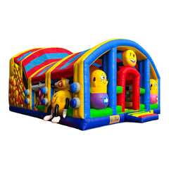 Коммерческий надувной батут «Смайлики» с крышей, размер 12*7,5*7 м