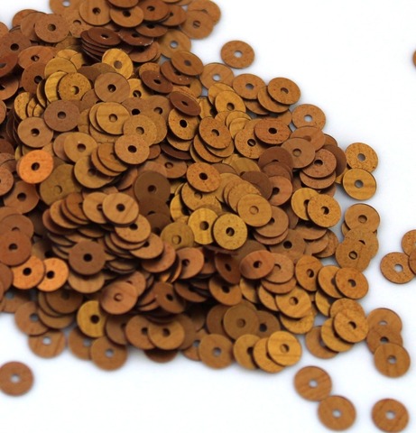 836W Пайетки плоские 3 мм, цвет бронза не прозрачный матовый