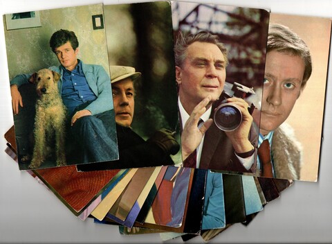 №42 Открытки Артисты и актёры СССР 1970–1980-е г. 25 штук. Цветные, чистые, без повторов