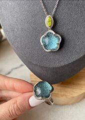 Комплект украшений из серебра серьги+кольцо+кулон Pasquale Bruni коллекция Ton Joli голубая вставка