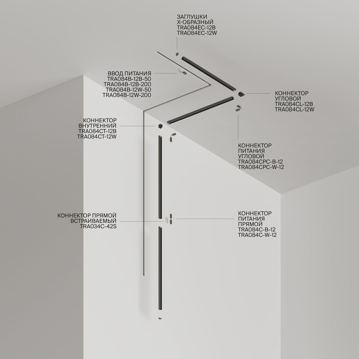 Шинопровод встраиваемый магнитный Maytoni Technical Radity TRA084MP-12W