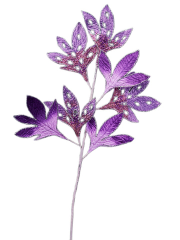 Веточка с листьями 36х74см ChristmasDeLuxe фиолетовая