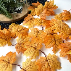 Листья клёна искусственные, двойные, осенние, жёлто-оранжевые, лист 8 см., набор 20 шт. (40 листочков).