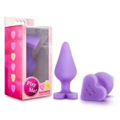 Фиолетовая анальная пробка Naughty Candy Heart Do Me Now - 8,9 см. - 